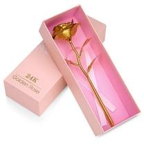 MEDca 24k Gold Rose with Luxury Gift Box - 10 inch Golden Metal Single Roses Gifts Idea for Women