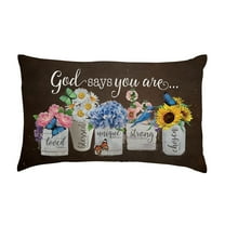 Personalized Planet God Says You Are Lumbar Throw Pillow with Brown Rectangular Removable Cover | Spiritual Decoration for Chair Sofa Couch Living Room or Bedroom of Faith | 20x12
