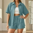thumbnail image 2 of TYGHBN Women's Casual Shorts Suit Set Linen Shirt and Shorts Outfit Comfortable Summer Vacation Everyday Wear Stylish Two Piece Ensemble plus Size Vacation Dresses Women Swimming Tops Swimming Suit, 2 of 6