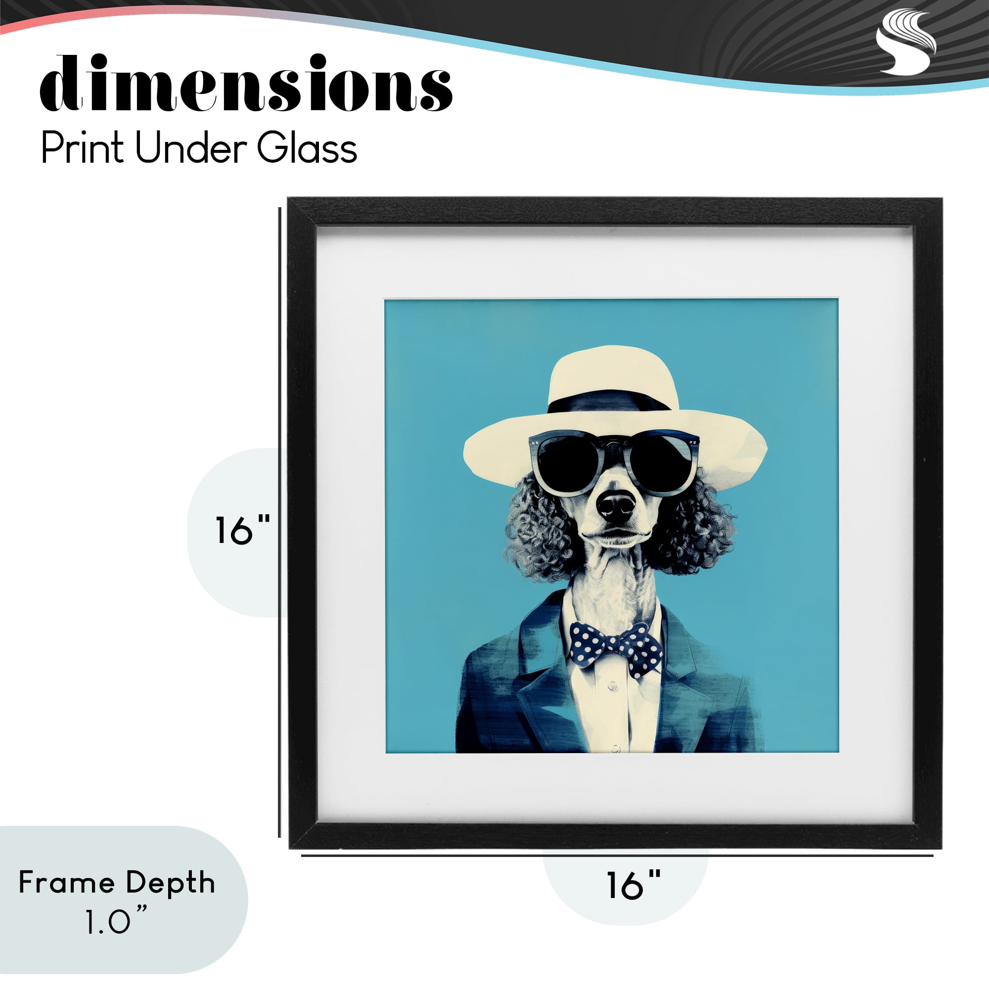 Stupell Industries Canine Cool Retro Outfit Black Framed Print Under Glass, design by Ray Powers