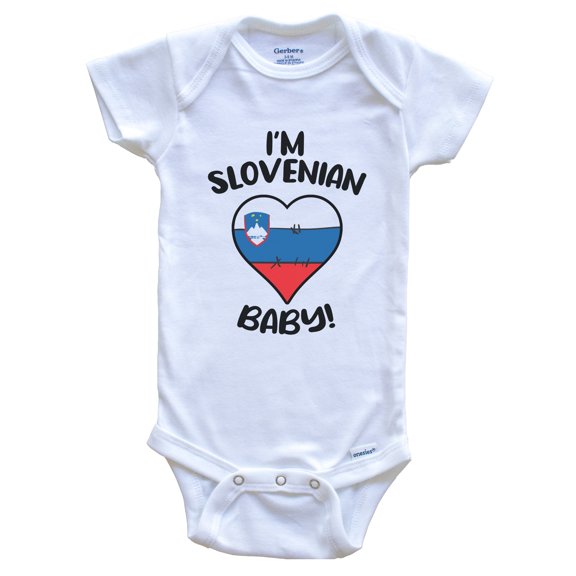 I'm Slovenian Baby Funny Slovenia Flag Heart Baby Bodysuit, 0-3 months white