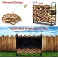 thumbnail image 4 of QinaQin 4.3FT Outdoor Firewood Rack with Cover, Steel Log Holder, Black, 4 of 7