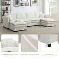 thumbnail image 6 of 134*66" Chenille Modular Sectional Sofa, U Shaped Cloud Couch Set with Double Cushions , 6 Seat Sleeper Sofa Bed with Ottomans, Oversized Indoor Furniture for Living Room (White), 6 of 12