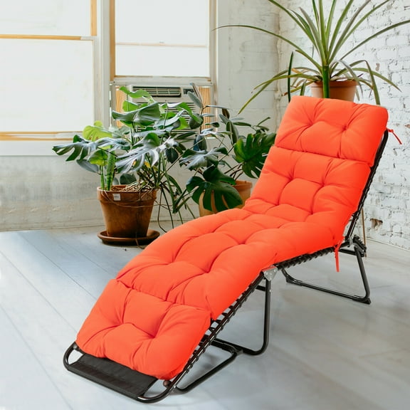 Gymax 73-inch Thickened Recliner Cushion Chaise Lounge Cushion with 4 String Ties Orange
