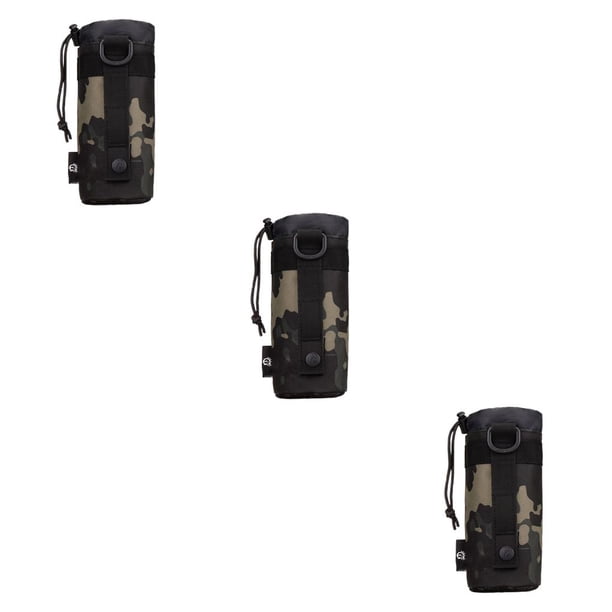 Yuarrent Bolsa portabotellas de agua, funda de nailon, equipo de viaje, taza de almacenamiento, riñonera, accesorios para acampar, camuflaje Type1 NO1