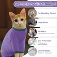 thumbnail image 3 of ROZKITCH Sticky Hair Cat Clothes Soft Elastic Skin-friendly Cat Recovery Suit Full Body Cat Onesie Prevent Hair Loss Stop Licking Skin Disease (Purple, XL), 3 of 7