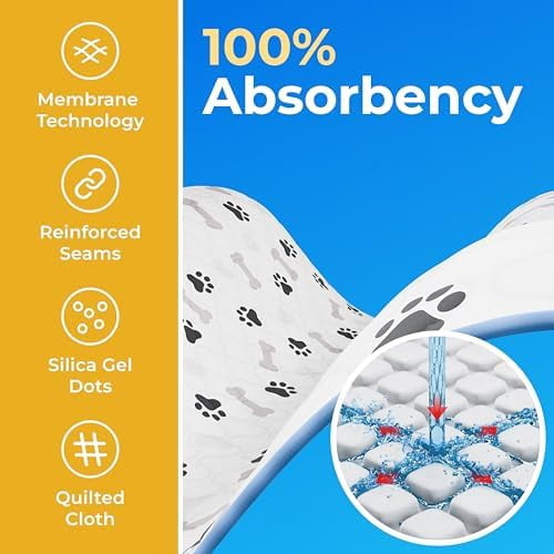 Washable Pee Pads for Dogs - Waterproof Reusable Puppy Pads with Anti-Slip Backing, Pet Training Pad for Puppy Playpen, Crate, Whelping Box, Potty Training (Pack of 4 - 30x34)
