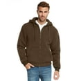 thumbnail image 1 of 9 Crowns Essentials Mens Full Zip Sherpa Lined Fleece Hoodie Jacket (Brown, XX-Large), 1 of 5