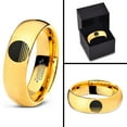 thumbnail image 4 of Tungsten Sunset Ocean Horizon View Band Ring 7mm Men Women Comfort Fit 18k Yellow Gold Dome Polished, 4 of 4