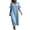 Light Blue, variant on akafmk Summer Womens Linen Dresses V Neck Ruffle Short Sleeve Maxi Dress Loose Solid Color Casual Vacation Dress, Size L