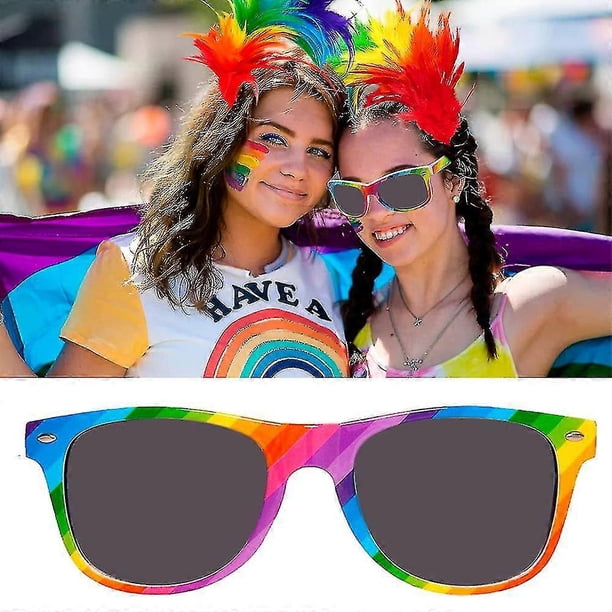 Rainbow Pride Lgbtq Sunglasses Retro Unisex Uv400 Sun Glasses Uv Protection Eyeglasses For Gay Pride Party Celebration Parade
