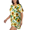 thumbnail image 3 of Womens Pajama Sets With Pocket, sunflowers leaf cute Aesthetic Lounge Sets Short Sleeve Sleepwear PJ Sets for Women, 3 of 6
