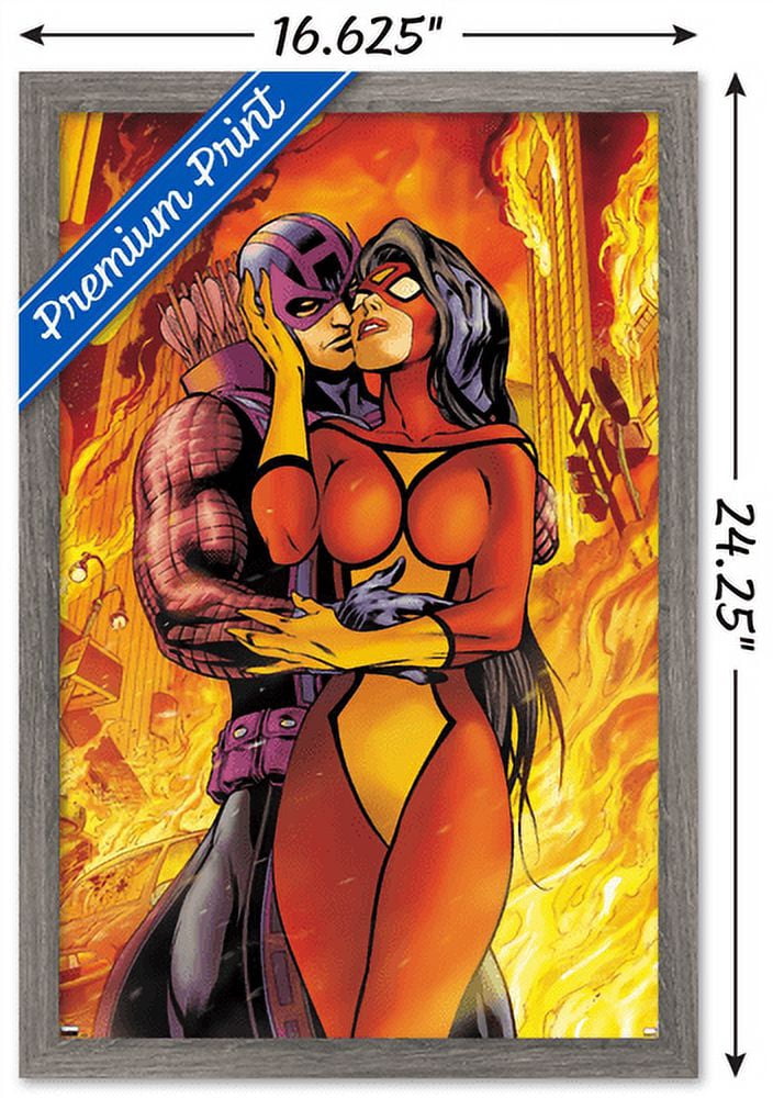 Marvel Comics - Hawkeye and Spider Woman - Avengers #17 Wall Poster, 14.725" x 22.375", Framed