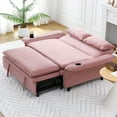 thumbnail image 7 of 3-in-1 Convertible Sofa Bed,Modern Corduroy Sleeper Sofa with Pull Out Bed,Loveseat Couch with Adjustable Armrest for Living Room,Pink, 7 of 7
