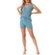 thumbnail image 2 of Conjunto de lounge para mujeres INSPIRE CHIC Pjs Top de tanque y pantalones cortos Set de pijama de punto con cuello en V XL Marino, 2 of 6
