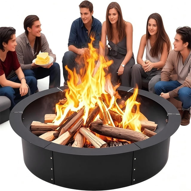 Bingirl 48-Inch Outdoor Fire Pit Ring, Heavy Duty Carbon Steel Fire Ring for DIY In-Ground or Above-Ground Fire Pit