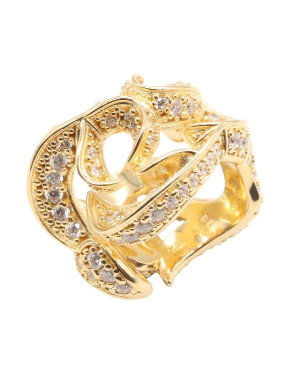 Pre-Owned Bottega Veneta CZ Sterling Silver Ring - Women's Ring/Finger 925 Gold Tone