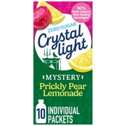 Crystal Light Drink Mix, 10 Individual Packets, Hydration for Book Lovers and Mystery Readers, Prickly Pear Lemonade Artificial Flavor, Zero Sugar, No Artificial Dyes, 0.13 oz