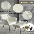 thumbnail image 4 of Guyou Velvet Accent Chair with Ottoman - 32" Wide Plush Lounge Chair for Living Room, Round Tufted Back Armchair, Beige Cozy Reading Chair, 4 of 7
