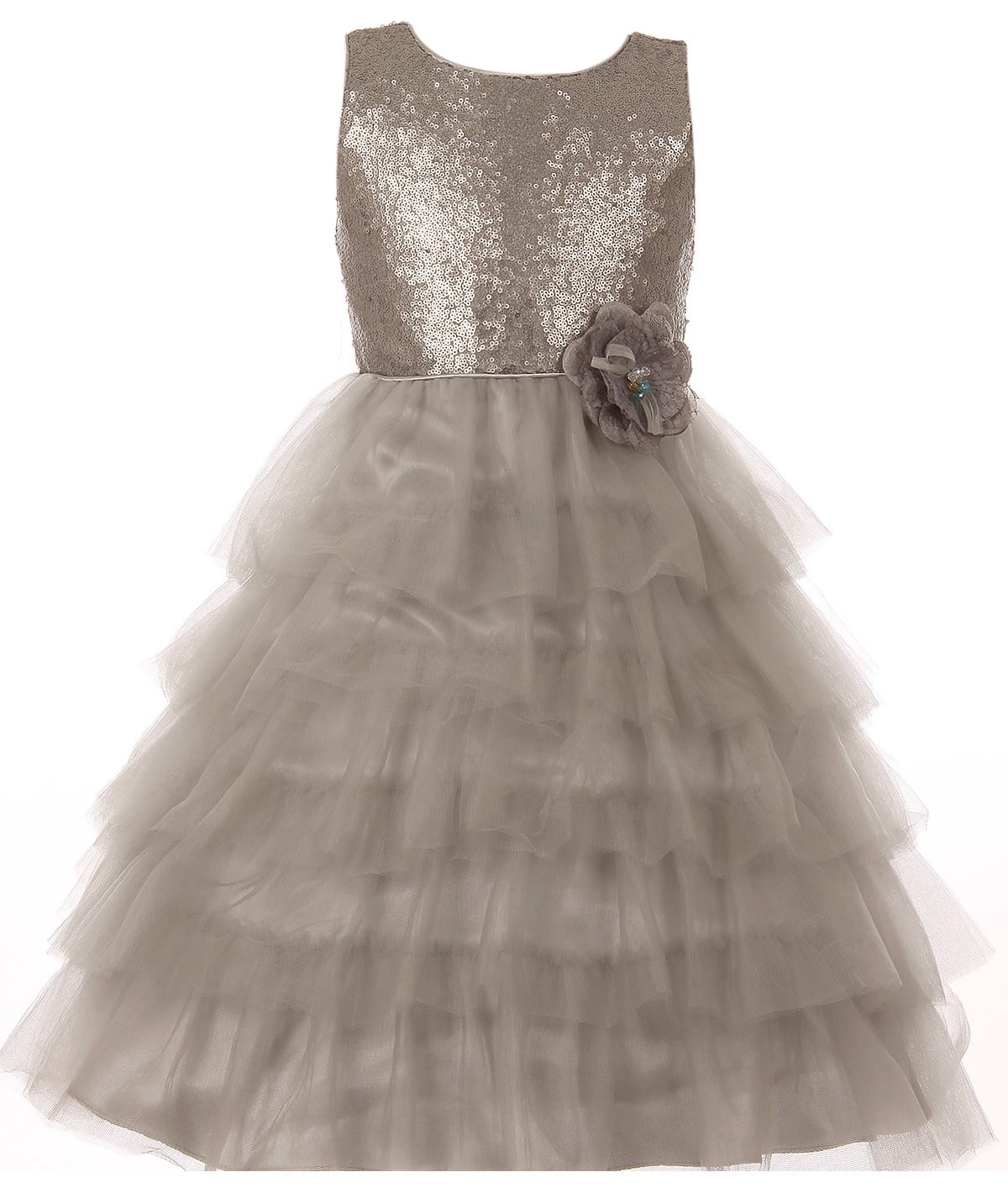 pewter flower girl dresses
