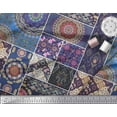 thumbnail image 3 of Soimoi Poly Georgette Fabric Ogee & Mandala Patchwork Decor Fabric Printed Yard 42 Inch Wide, 3 of 3