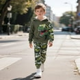 thumbnail image 2 of Jamsmile Toddler Boys Sets Outfits Sports Dinosaur Print Hooded Winter Pullover With Pants Outfits 2pcs Kids Boys Tracksuits, 2 of 9