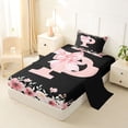 thumbnail image 2 of Erosebridal Cute Bowknot Floral Twin Sheet Sets, Black Pink Initial P Bedding, 3-Piece, 2 of 5