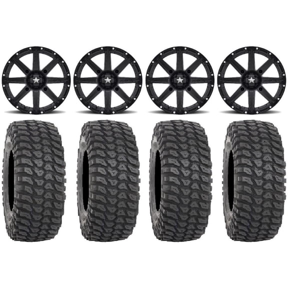 MSA Black Clutch 15" ATV Wheels 33" XCR350 Tires Sportsman RZR Ranger