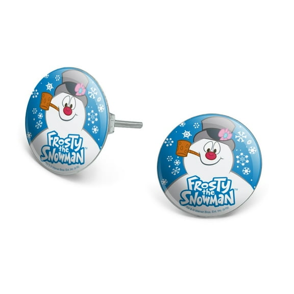 Frosty the Snowman Snowing Novelty Silver Plated Stud Earrings