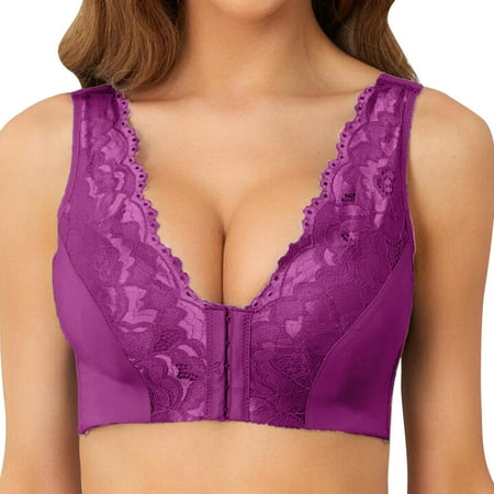 MIASHUI Bras Women Padded Bralettes Sports Bras for Pack V Neck Bando Bra for Women Girls Top Vest Bras for Women Purple