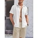 thumbnail image 2 of Sunloudy Camisa casual de verano para hombre, color sólido, plisada, manga corta, solapa, botones, casual Sunloudy moda, 2 of 9