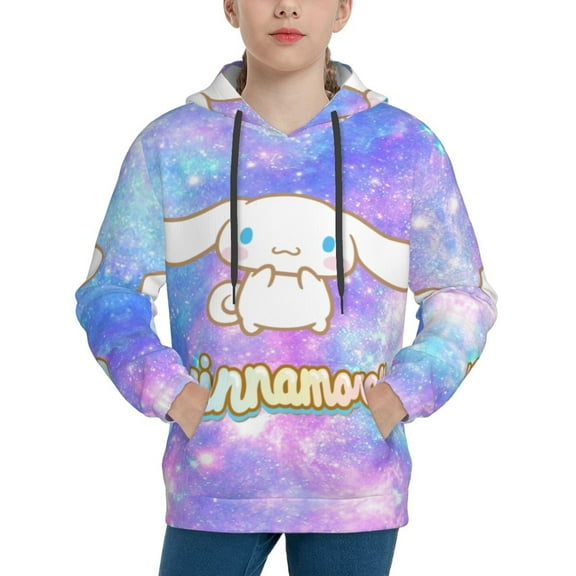 Sanrio Cinnamoroll Kids' Hoodie 3d Print Sweatshirt Soft Pullover Hooded With Big Pockets Fans Gifts For Boys Or Girls Small