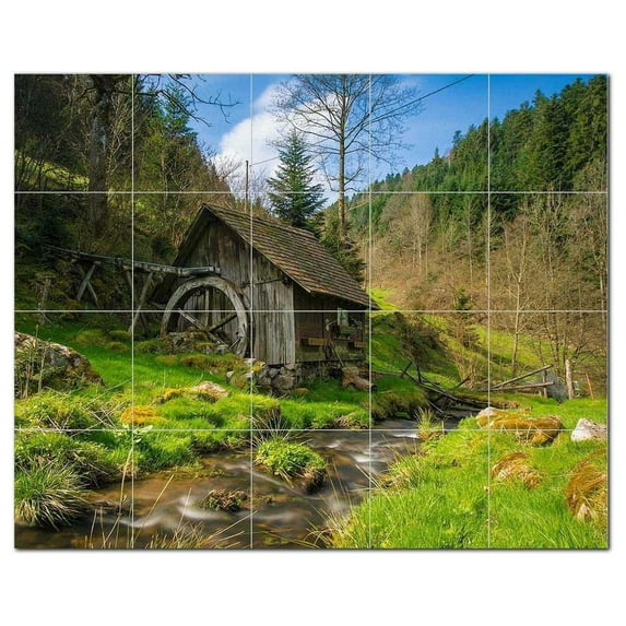 River Ceramic Tile Mural Kitchen Backsplash Bathroom Shower, 401459-L54