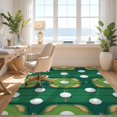 thumbnail image 3 of Design&I 8'x10' Washable Area Rug Sport Park Layout With Flag Pin And Fairway Stripe Design Golf Ball Refined for King Size Bedroom, Under Bed, Sleek Flatweave Pet Friendly, 3 of 7