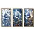 thumbnail image 2 of Designart "Morning Light Gilded Blue Rose III" Rose Framed Wall Art Set Of 3 - Blue Traditional Frame Gallery Set For Office Decor, 2 of 6