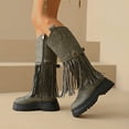 thumbnail image 3 of Women's Platform Tassel Combat Boots Slip On Gothic Knee High Booties Motorcycle Booties Side Zipper, 3 of 8