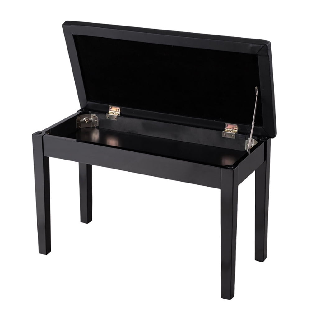 Finihen Piano Bench, Comfortable Piano Stool with Padded Cushion, Solid Wood PU Leather Padded Piano Bench Keyboard Seat, Black Finihen Piano Bench, Comfortable Piano Stool with Padded Cushion, Solid Wood PU Leather Padded Piano Bench Keyboard Seat, Black