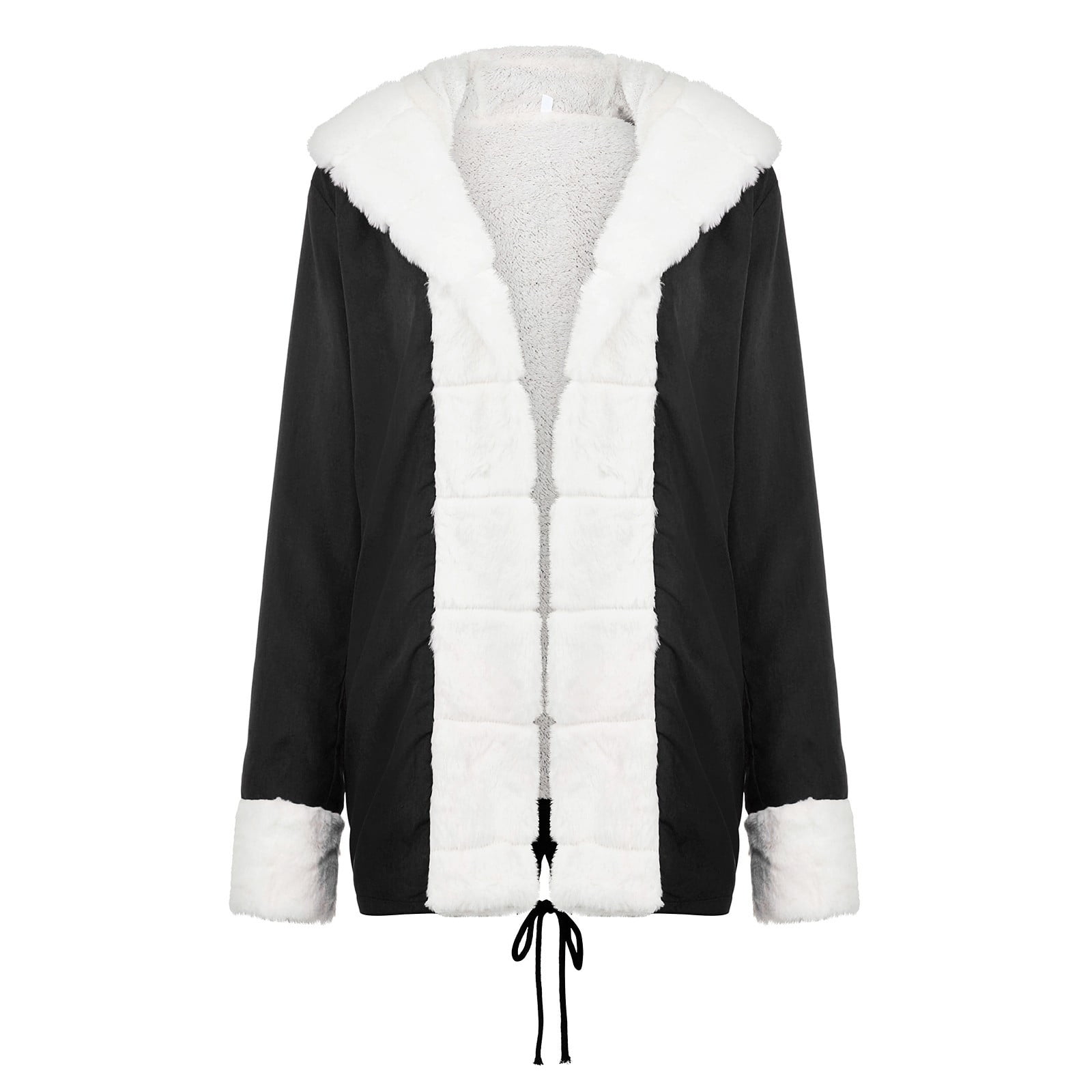 ONHUON Womens Winter Warm Plush Imitation Coat Splicing Long Jacket