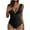 Black-01, variant on Summer One Piece Swimsuit for Women Tummy Control with Chest Cushion No Underwire Full Coverage Deep V-Neck Swimwear Bikini for Women Beach Fashion