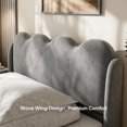 thumbnail image 4 of YUSAZENS Twin Size Wave Design Upholstered Bed Frame with Winged Side Panel, Floor Standing Soft Platform Bed, Sturdy MDF Structure No Box Spring Needed, Modern Bedroom Furniture Gray, 4 of 5