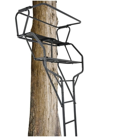 Kojem 2 Man Climbing Tree Stand 18 Foot Deer Hunting Ladder with Footrest and Extra Large Seat