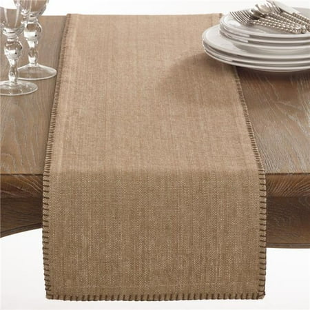 

SARO 13 x 72 in. Rectangular Celena Collection Whip Stitched Design Cotton Table Runner - Natural