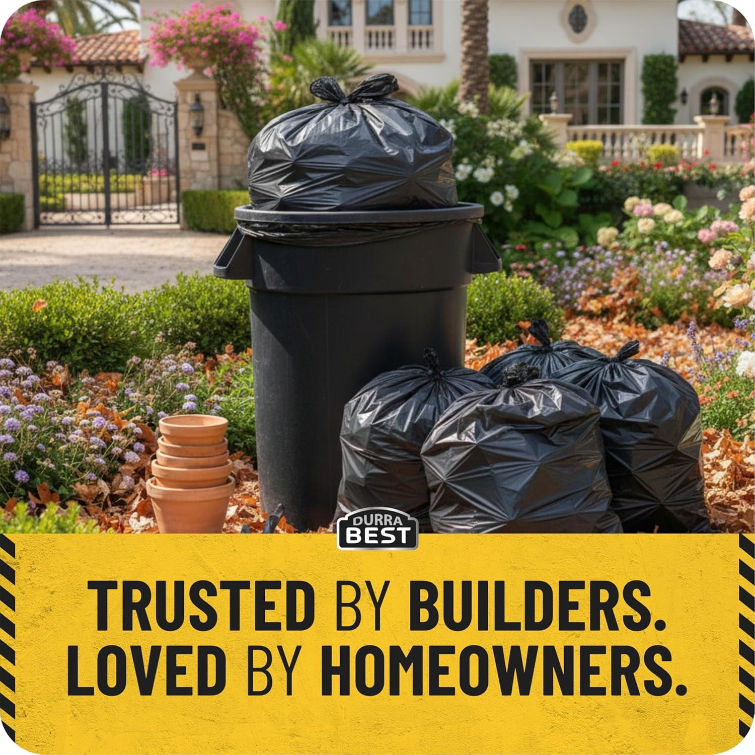 MAAXForce 55 Gallon Contractor Trash Bags | 2 Mil Heavy-Duty Black Garbage Bags | Leak-Proof, Puncture-Resistant | Made in USA | 36" x 56" Large Construction & Yard Cleanup Bags (40-Count)
