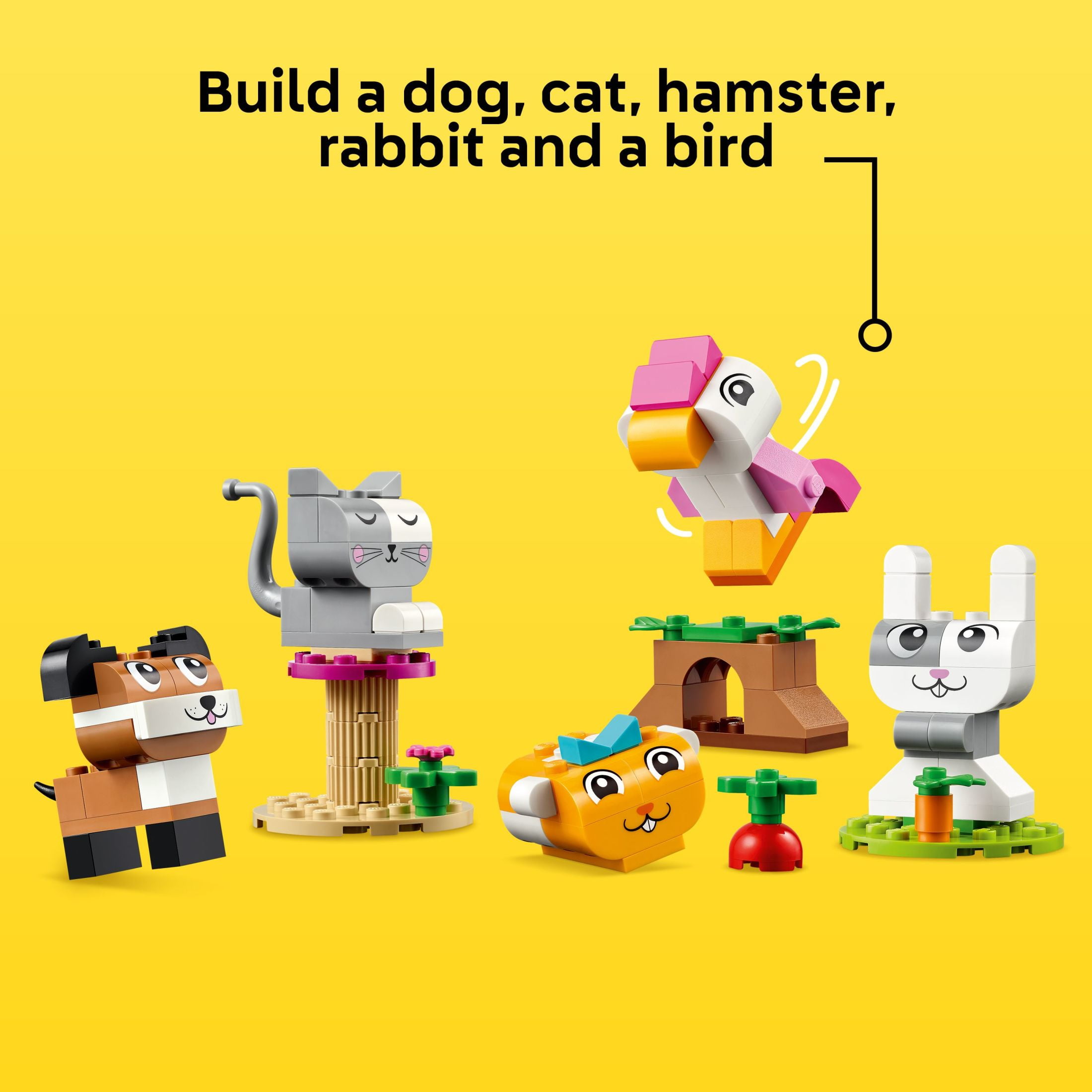 LEGO Classic Creative Pets Building Brick Animals Toy Kids Build a Dog Cat Rabbit Hamster and Bird Gift for Animal Loving Boys and Girls Aged 5