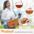 thumbnail image 5 of Christian Art Gifts Classic Vegan Leather Bible Cover for Men & Women: Trust in the Lord Inspirational Scripture, Easy Carry Book Case, Pen Loops, Pockets, Stationery Storage, Light Brown, Large, 5 of 7