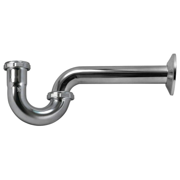 300K x 1-1/4-in. Brass P-Trap with Flange for Bathroom Sinks, Polished Chrome