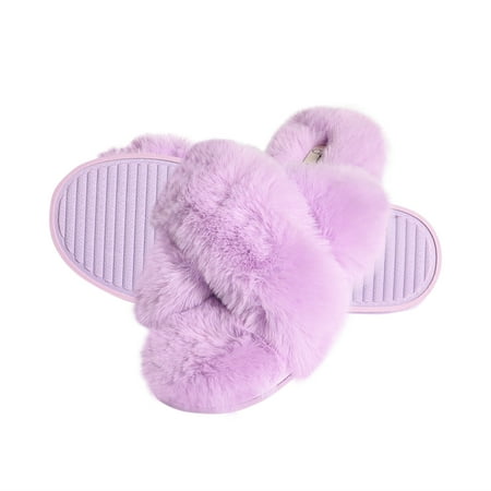 Jessica Simpson Womens Plush Cross Band Plush Memory Foam Slide Slipper