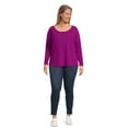 thumbnail image 3 of Terra & Sky Women’s Plus Henley Rib Knit Jersey Top, 2-Pack, 3 of 5