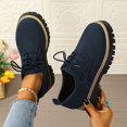 thumbnail image 2 of Fashionable Solid Color Women's Casual Round Toe LaceUp Loafers with Thick MidHeel, 2 of 9