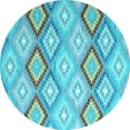 thumbnail image 1 of Ahgly Company Indoor Round Southwestern Light Blue Country Area Rugs, 3' Round, 1 of 4
